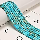 30 Pcs 4x13mm Turquoise Blue Sea Sediment Imperial Jasper Round Tube Beads for Jewelry Making Bracelets DIY Crafts