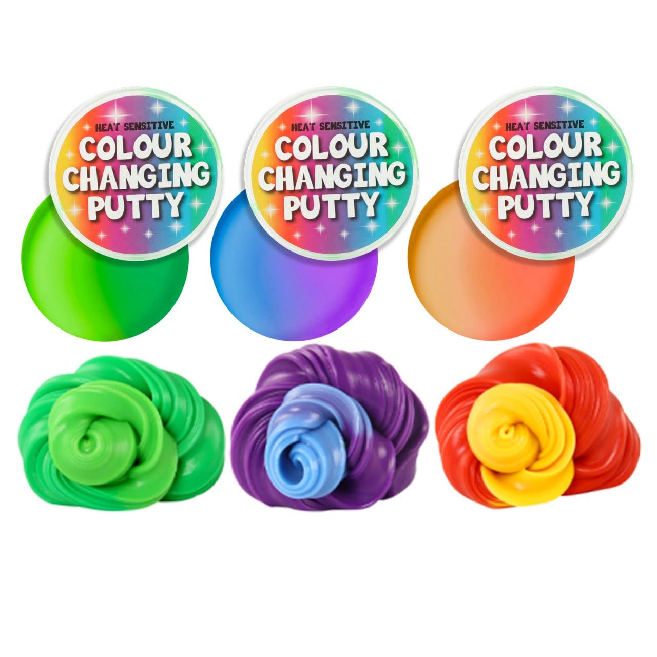 Colour Changing Slime Putty, 4 Pack, Random Colours, Fun Novelty, Magical and Squishy Heat Sensitive, Stress Relief, Great for Children with Autism, Special Needs, ASD, ADHD (Colour Changing Putty, 4)