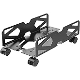 Hovadova Adjustable Computer Tower Stand, Metal, Fits Most PC | 4 Caster Wheels PC Stand for Floor and Carpet, Ventilated Base, Anti-Slip Side Rails, CPU Holder Fits Office, Gaming