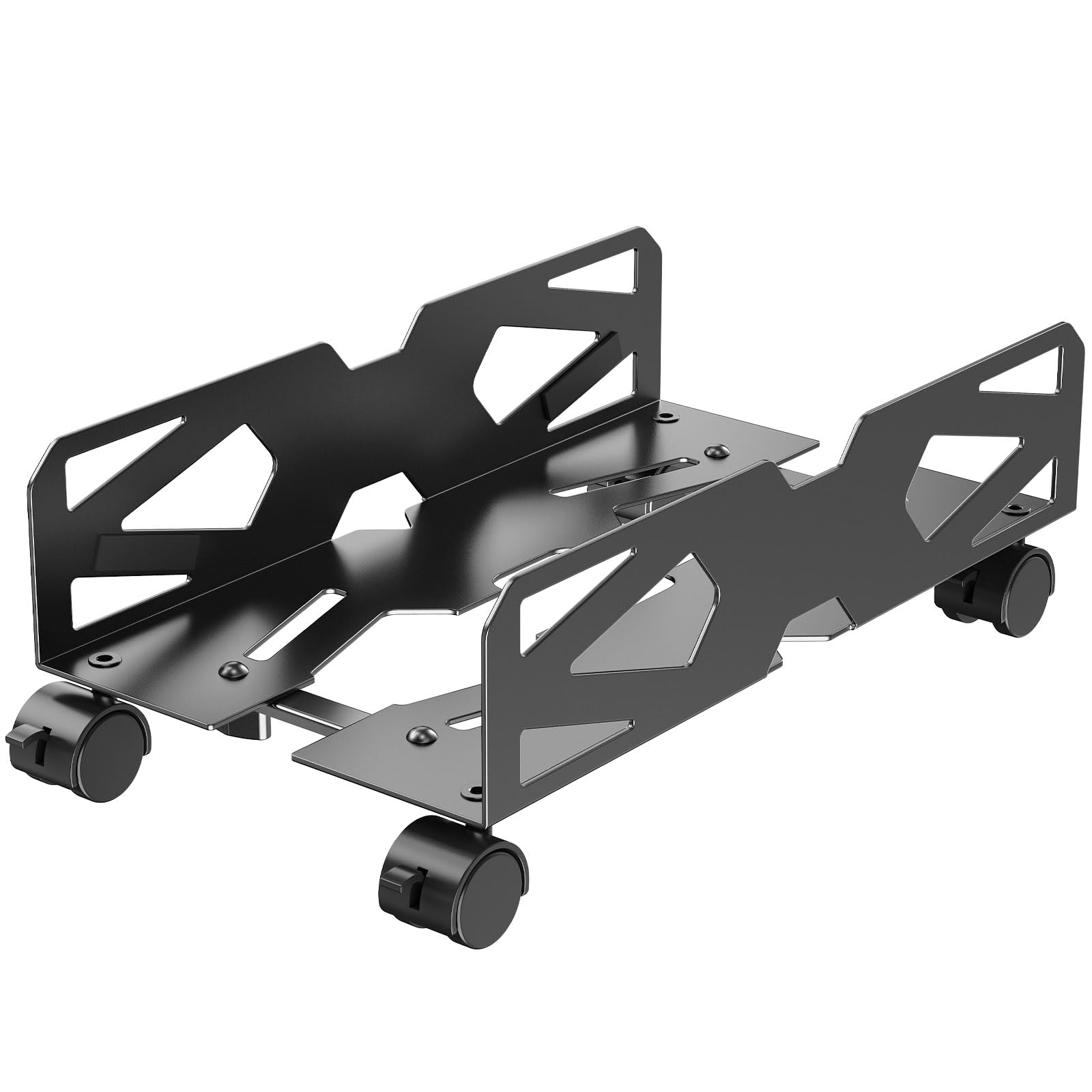 Photo 1 of Hovadova Adjustable Computer Tower Stand, Ventilated PC Tower Stand with 4 Caster Wheels,Mobile Under Desk CPU Holder, PC Cart, Computer Riser for Most Gamers and Students