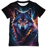 Ainuno Graphic Tees for Boys Girls Kids 7-14Y, Summer Short Sleeve T Shirt Cool 3D Print