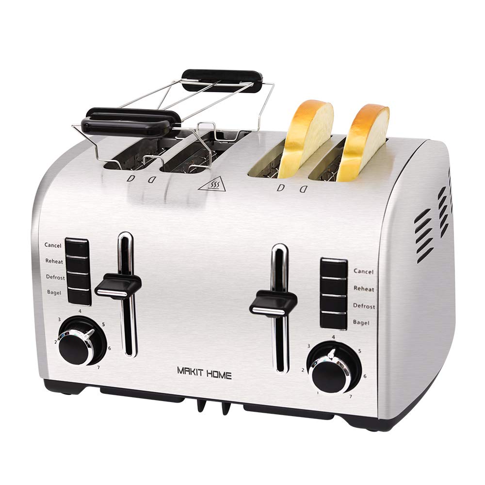 Toasters 4 Slice Best Rated Prime, Retro Small Toaster with Bagel, Cancel, Defrost Function