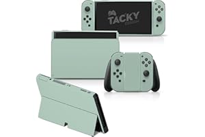 Tacky Design Solid Skin Compatible with Nintendo Switch OLED Skin Wrap Cover, Classic Cover for Switch OLED Stickers, Premium 3M Vinyl (Pastel Green, Nintendo Switch OLED)