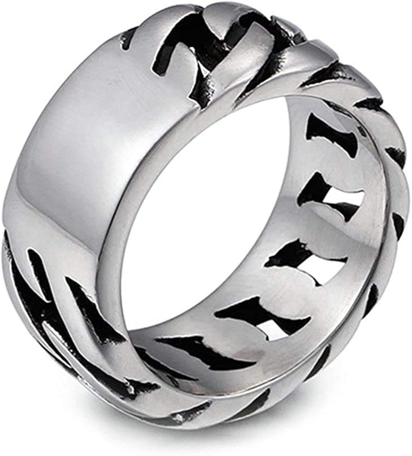 Ayoiow Edelstahl Ring Herren 8mm - Wellenmuster Ehering Silber, Nickelfrei