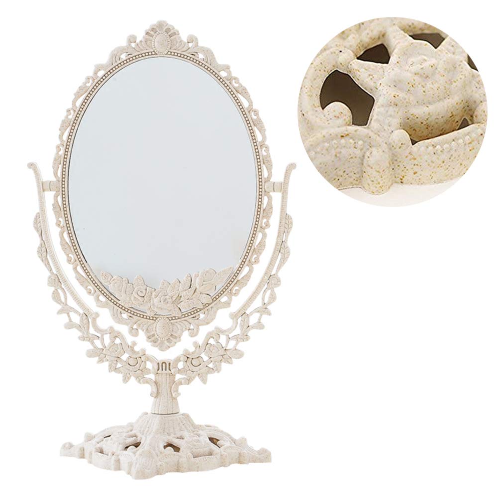 BESPORTBLE Girl Cartoon Makeup Mirror European Style Double Sided Cosmetic Mirror for Bathroom Bedroom Home Desk