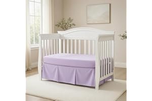 EVERYDAY KIDS Lavender Purple Pleated Crib Skirt; 100% Natural Cotton Nursery Crib Bedding Skirt for Baby Boys and Girls; Cri
