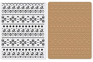 ABTOLS Christmas Plastic Embossing Folders for Card Making, Snowflake Elk Lace Frame Stencil Template DIY Craft Background Folder for Card Making Photo Album Scrapbooking Decoration