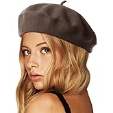 Wheebo Wool Beret Hat,Solid Color French Style Winter Warm Cap for Women Girls Lady