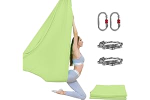 PRIOR FITNESS 5M Aerial Yoga Hammock Yoga Swing Set Premium Nylon Aerial Silk Fabric Yoga Strap Accessory with Carabiner, Daisy Chain for Bodybuilding,Workout, Indoor, Outdoor Rainbow