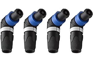 Yuyaokk 4-Pack Right Angle Speakon Cable Adapter Connectors, 4 Pole L-Shape High-Load Speaker Plug Twist Lock Compatiable with Speakon NL4 & NL2 Series