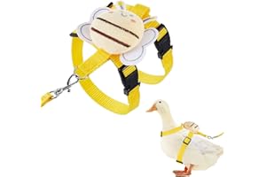 SilTriangle Duck Harness Leash Set Duck Harness and Leash for Real Ducks Adjustable Walking Rope Pet Cute Pattern Outdoor Traction Rope for Chicken Rabbit Small Animals(S,Bee)
