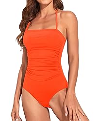 Holipick Women Orange One Piece Swimsuits Tummy