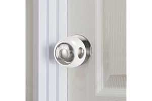CLYMENE Improved Door Knob Covers Child Proof Door Handle Covers Child Safety, Baby Proof Door Knob Locks for Kids, 4 Pack (Clear-White)