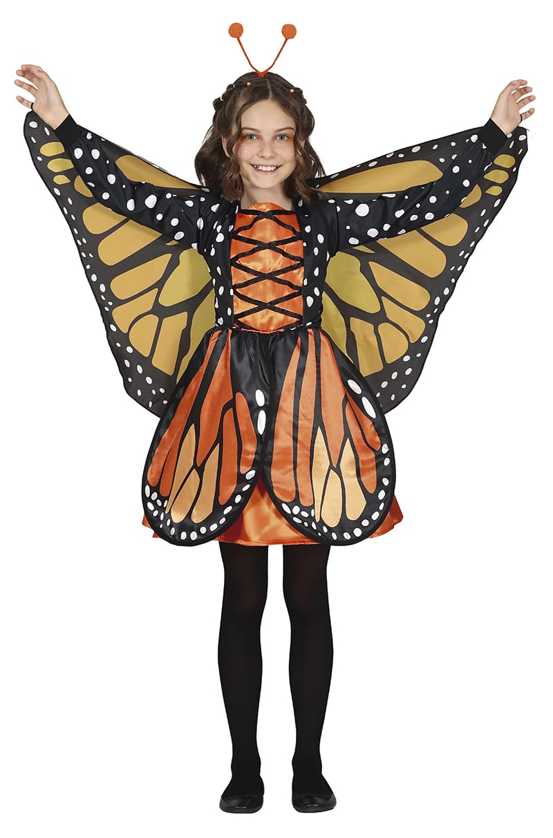 FIESTAS GUIRCA Marvellous Butterfly Girls Fancy Dress Costume - Orange Monarch Butterfly Dress with Headband for Children5-6 Years