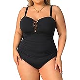Yonique Plus Size One Piece Swimsuit for Women Tummy Control Bathing Suit Slimming Swimwear