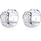Teppdfann Unique Silver Hoop Earrings for Women - Round Huggie Hoop Earrings with Filigree Earrings Design and Cubic Zirconia Earrings Accents, a Modern Style on Classic Hoops