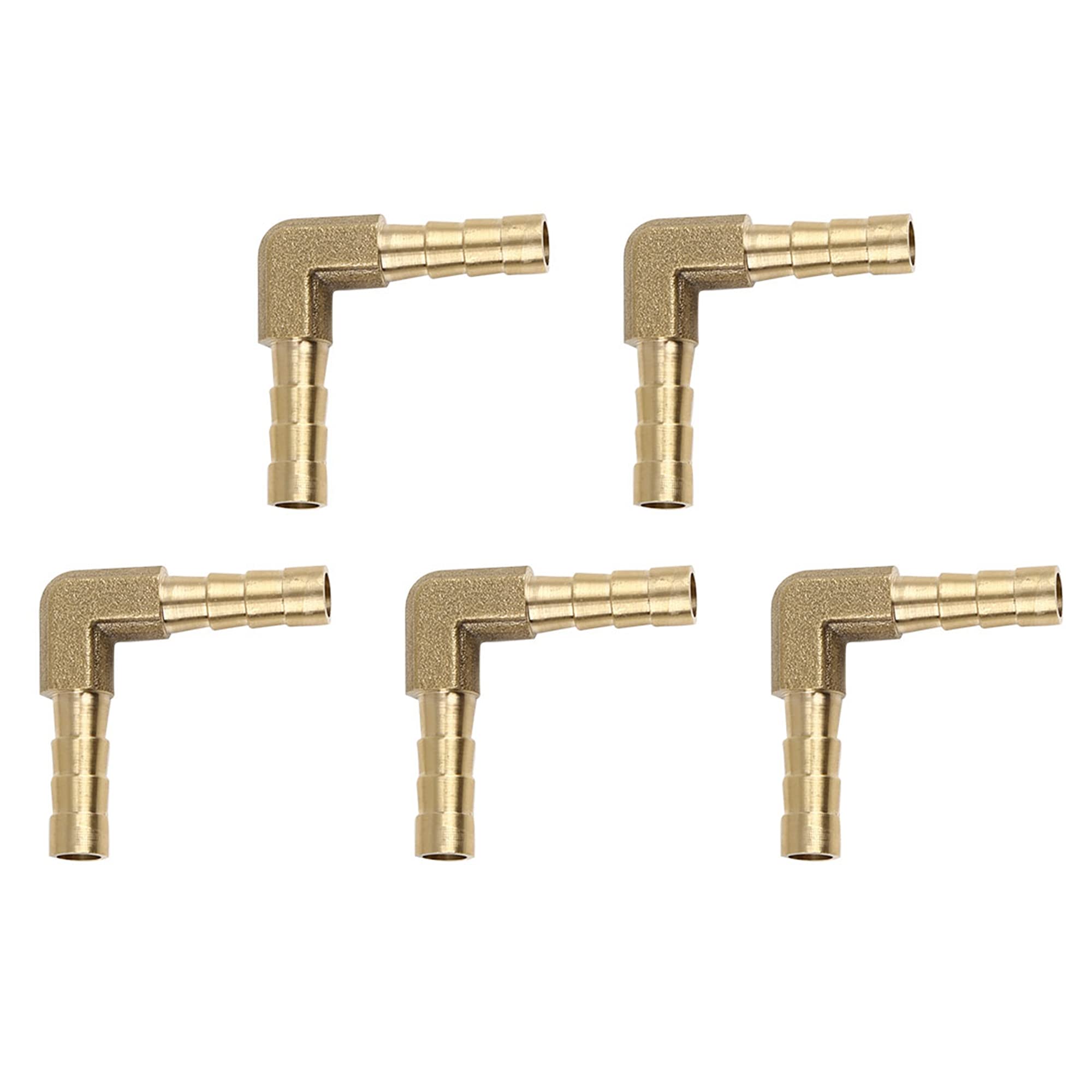 X AUTOHAUX 5mm Hose Barb Elbow 90 Degree Brass Fitting for Air Water Oil 5pcs