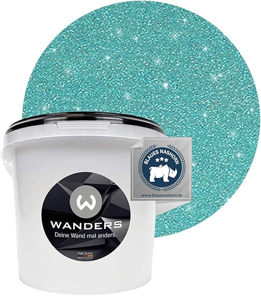 Wanders24 Glimmer Optik 3 Liter Silber Turkis Glitzer Wandfarbe Wandfarbe Glitzer Abwaschbare Wandfarbe Glitzerfarbe Made In Germany Amazon De Baumarkt