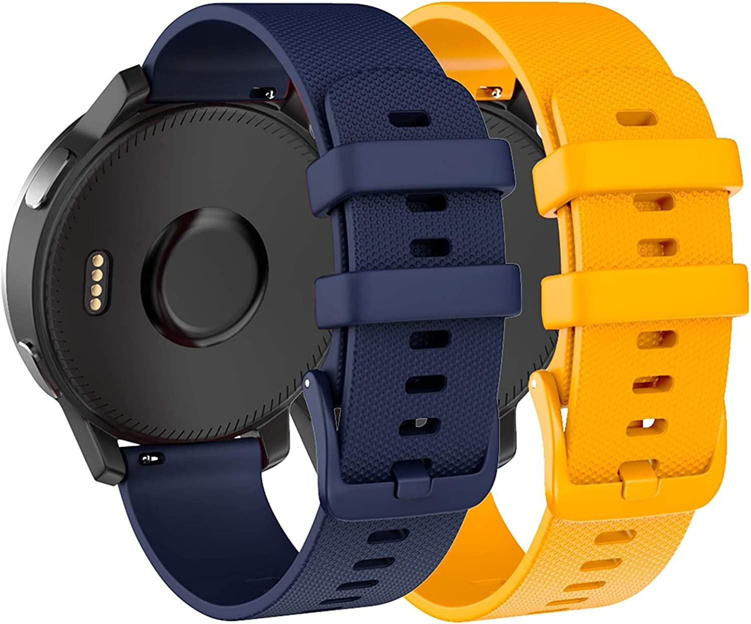 Fleshy Leaf Band for Watch Strap 20mm Quick Release Watch Band Silicone for Garmin Vivoactive 3 /Forerunner 245/Forerunner 645 Music/Vivomove HR/Venu Sq/Galaxy Active 2 /Polar Ignite (Orange/blue)