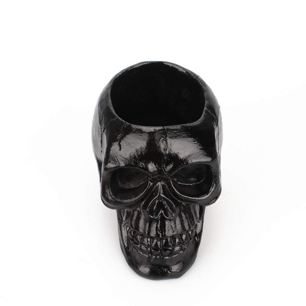 Womdee Skull Pen Holder for Desk Funny Halloween Skeleton Candy Bowl Makeup Brushes Organizer and Accessories,Black