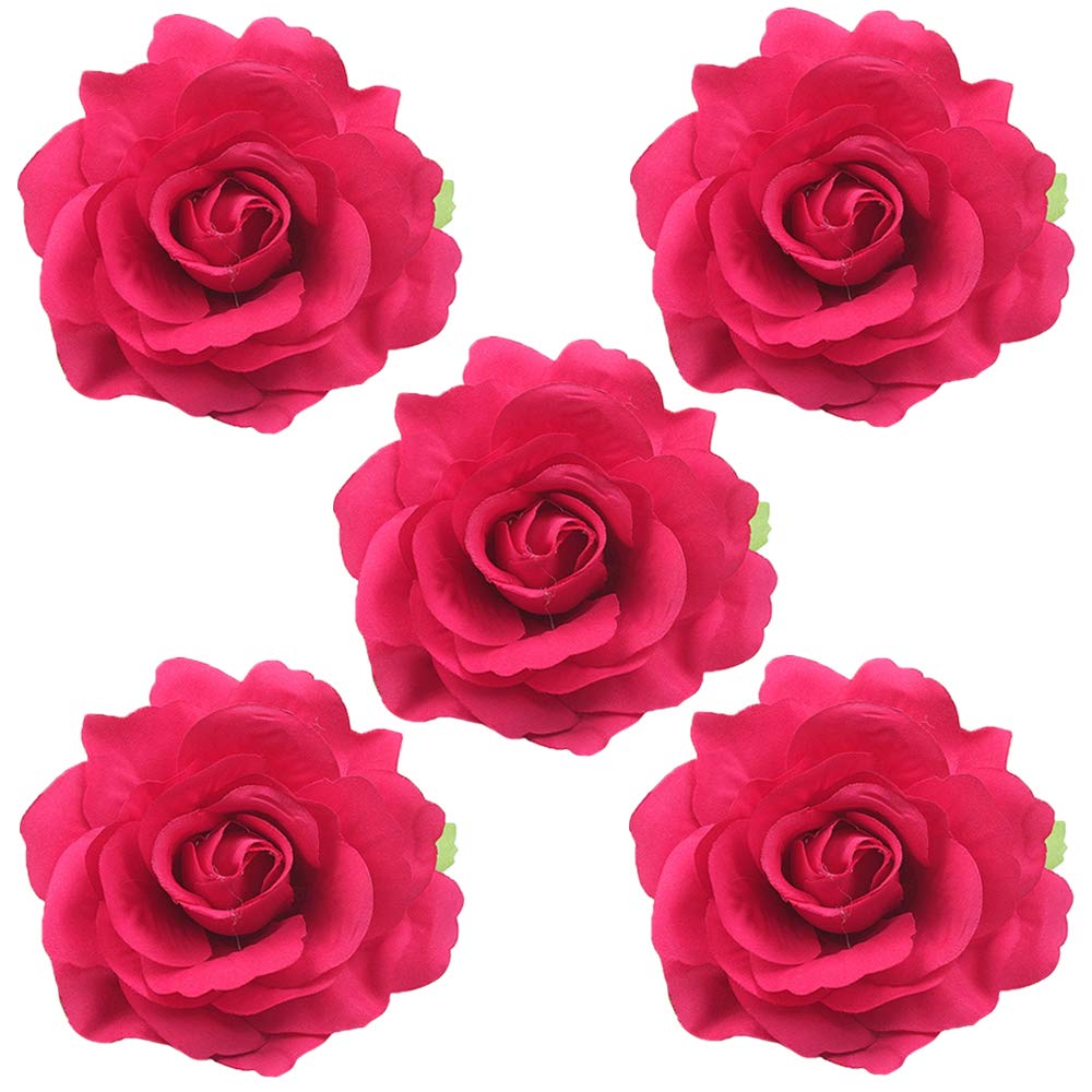 Halloween Rose Hair Clips Brooch Flower Red Rose Barrettes Brooch Pins Rose Hair Clip Breastpin Women Fashion Party Decoration Cosplay Costume Headpiece Cute Handmade Hair Accessories 5 Pack Rose