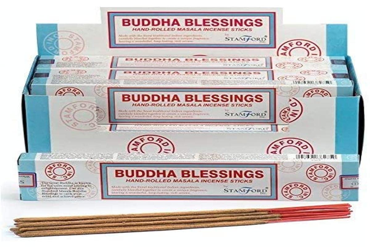 STAMFORD INC 37275 Buddha Blessings Masala Incense, 15 Sticks x 12 Packs, Black, One Size