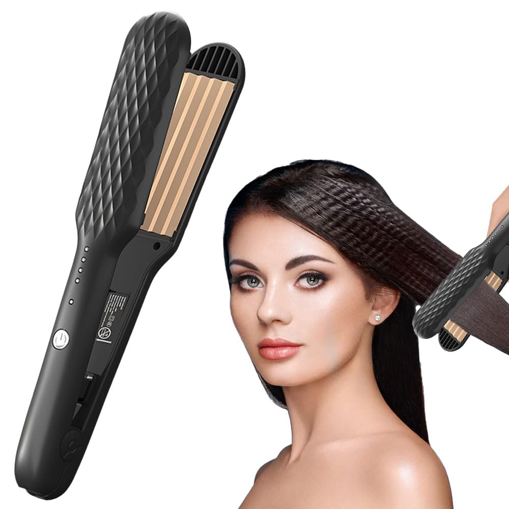 Vmxlso Hair Crimpers for Women, 4 Heat Settings, Rapid Heating Volumizing Crimping Tool for Fluffy Hairstyle, UK Plug