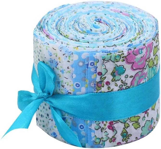 CraftsFabrics 20 pcs 2.4 Inches Pre-Cut Jelly Rolls Strips Fabric 100% Cotton (2.4x42 inches) (for Quilting, Scrapbooking, Arts & Crafts, DIY Projects) (Blue)