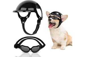 SlowTon Dog Helmet and Goggles for Small Dogs - UV Protection Doggy Sunglasses Dog Glasses Pet Motorcycle Helmet Hat with Ear