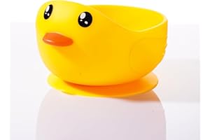 Oligey Baby Silicone Bowl with Suction and Inwardly Curved Wall for Toddler First Stage Eating,the Cute Duck Snack Utensil is Anti Slide and Flip in Your Kid Easy and Happy Self Food Feeding Training