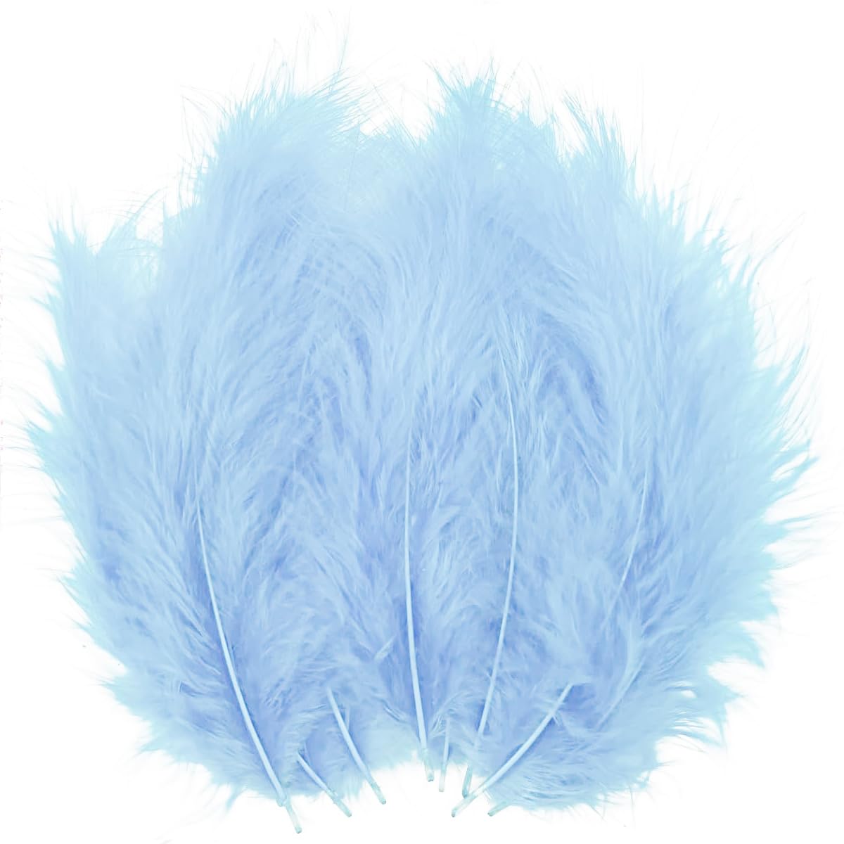 Photo 1 of 100pcs Light Blue Feathers Fluffy Turkey Marabou Feathers 4-6 Inches for Crafts Dream Catcher Fringe Trim Colored Feathers Fly Tying Material