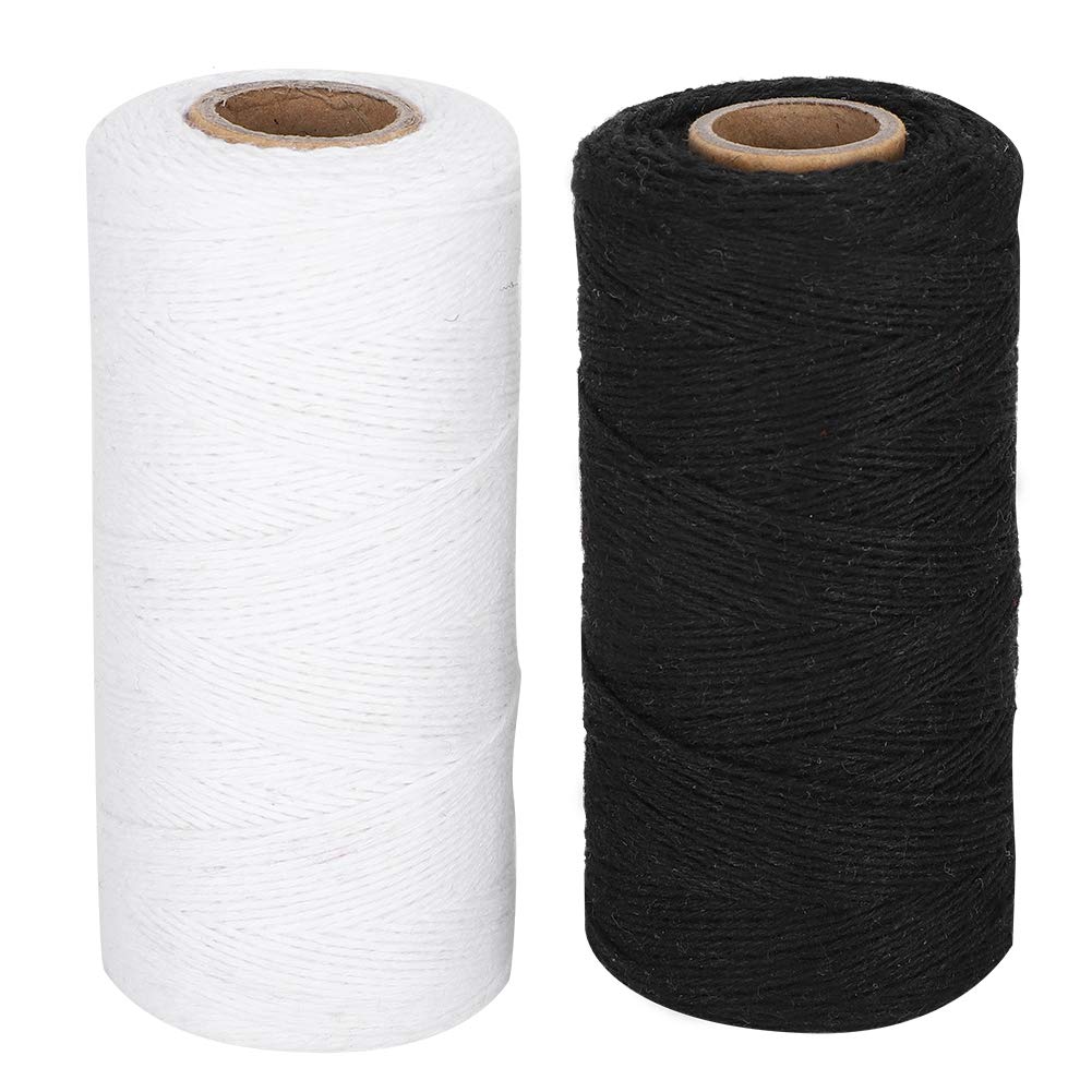 Fydun 2Pcs Weaving Thread Loom Warp Thread 8/4 Warp Yarn Perfect for Weaving: Carpet, Tapestry, Rug, Blanket or Pattern (Black+White)