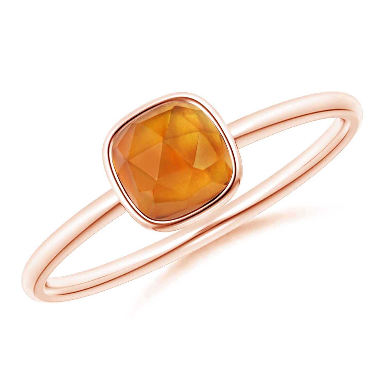 Bezel-Set Cushion Citrine Solitaire Ring (5mm Citrine)