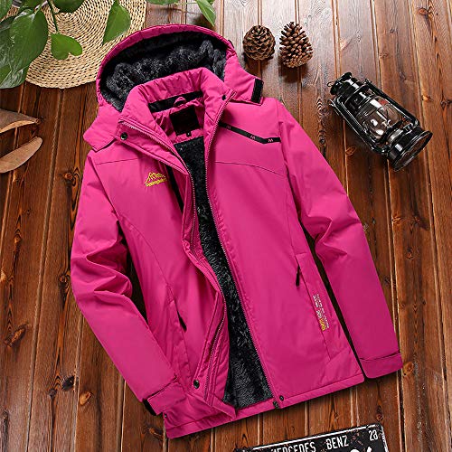 Tsmile Women's Coat Plus Size Winter Warm Outdoor Cashmere Plush Thickening Hoodie Sport Assault Overcoat Hot Pink