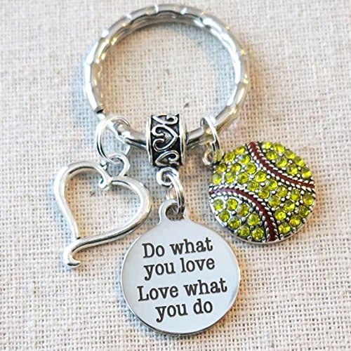 SOFTBALL Keychain, Do What You Love - Love What You Do Encouragement Gift, SENIOR Night Softball Gift, Softball Team Coach Gifts