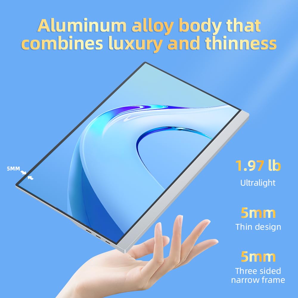 UPERFECT Portable Monitor QLED 4K 15,6 Zoll Tragbarer Monitor 100% AdobeRGB 1500:1 500Nits Metallgehäuse Mobiler Bildschirm mit Protective Case Mini HDMI USB C OTG für Laptop/PC/Phone, VESA-kompatibel