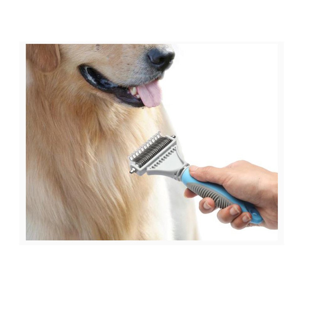 Pet Dematting Tool for Dogs - Dog Grooming Comb Professional Pet Rake Brush with 2 Sided Stainless Steel Grooming for Dogs and Cats with Medium and Long Hair Fur Perfection