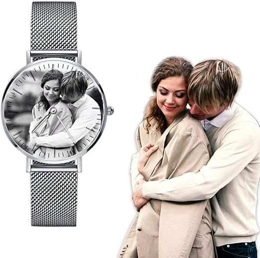 Personalizzato Orologio Al Quarzo Cinturino In Pelle Casual Da Polso Per Uomo Donna Personalizzata Qualsiasi Foto Incidere Il Testo Sul Retro Amazon It Orologi