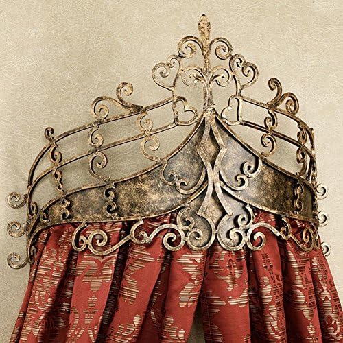 KQCNIFVNKLM Princess bed canopy,European retro netting curtains wrought iron headboard wedding curtain frame mosquito net-red