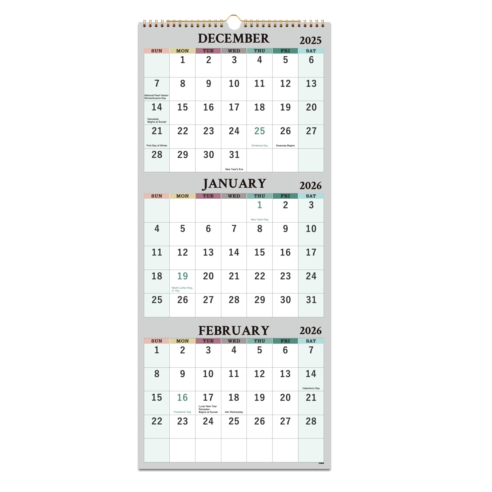 Photo 1 of 2026 Wall Calendar - 3 Month Wall Calendar 2026 from January 2026 to December 2026, 3 Month Calendars 2026 Vertical with Thick Paper, 2026 Calendar, 11.3" x 26" (Opened)