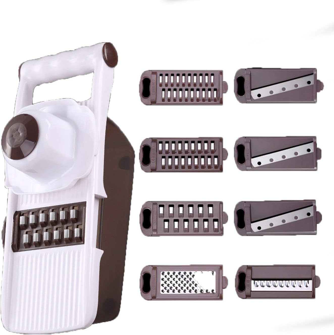 Multifunctional Mandoline Slicer Vegetable Cutter With Stainless Steel Blade Potato Carrot Grater Kitchen Tool Akc6235,Brown