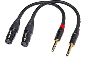 Suanqi 023 6in 1/4 TRS to XLR Female Adapter, 6.35 to XLR Female, XLR to 1/4 Adapter 1/4 Audio Cable 6in/2pack
