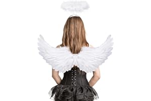 REVICOAR Angel Wings, Feather Angel Wings and Halo, Angel Wings Costume for Adult Kids Women Girls Halloween