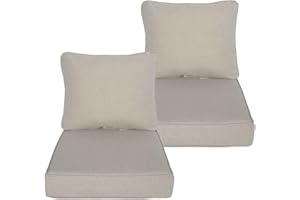 Localive 24x24 Inch Outdoor Deep Seat Cushions Set of 2,Thick High-Density Foam, Removable Cover with YKK Hidden Zipper,Water