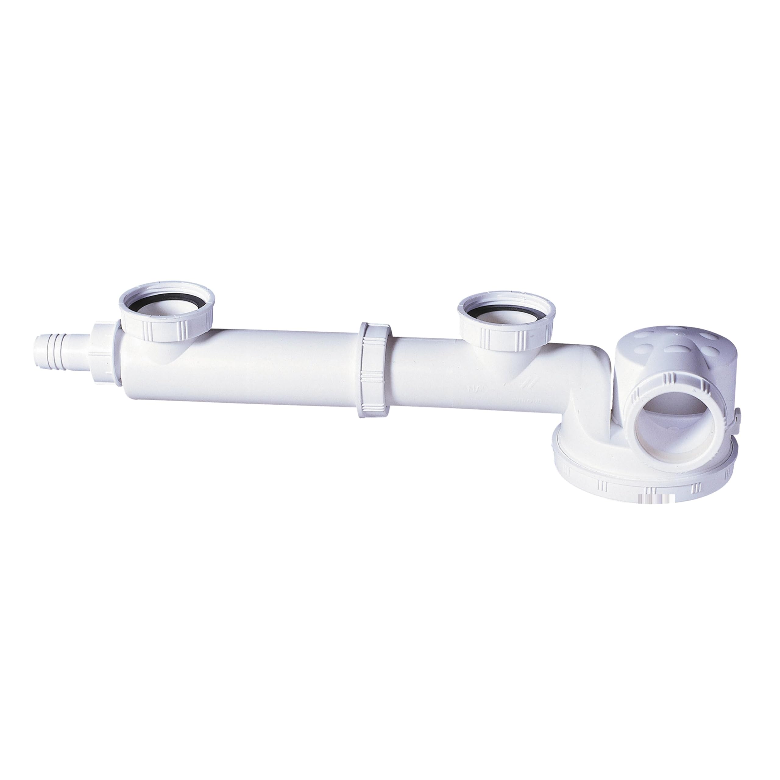 Wirquin 30723640 2-Bowl Sink Siphon, White