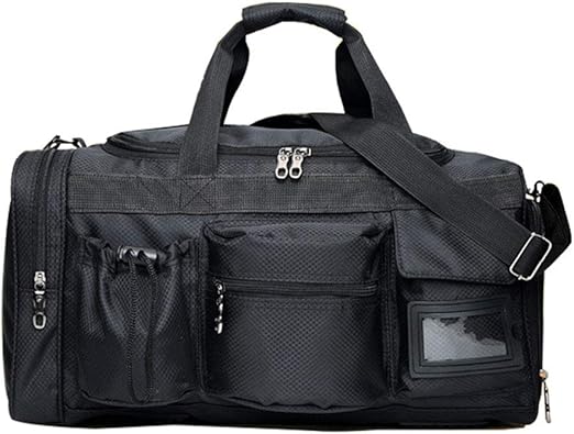 mens black leather holdall bag