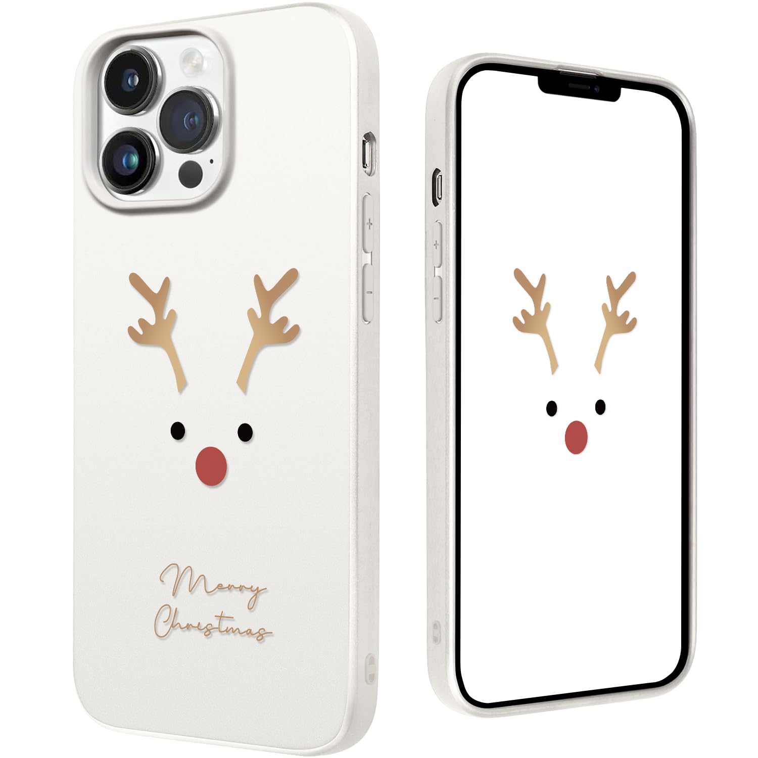 COBATREE Christmas Case for iPhone 13 Pro Max,White Matte Soft-Touch Shockproof Phone Case with Christmas Elk Design, Skin-Friendly Protective Cover for iPhone 13 Pro Max 6.7"-Cute Elk — image 1
