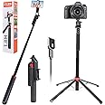 71" Tall Selfie Stick Tripod with Remote, Upgrade Aluminum Alloy Quadripod, Extendable Anti-Shake Selfie Stick with Balance Handle 1/4 Screw, Compatible with Phone/Android/GoPro/Insta360