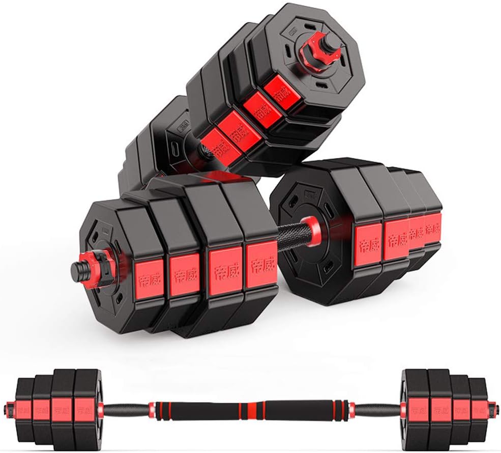 Xiaolizi 2in1 40KG Adjustable Dumbbell with 48cm Connecting Rod Can Be Use As Barbell for Men Exercise Equipment Eco-Friendly Detachable for Body Shape