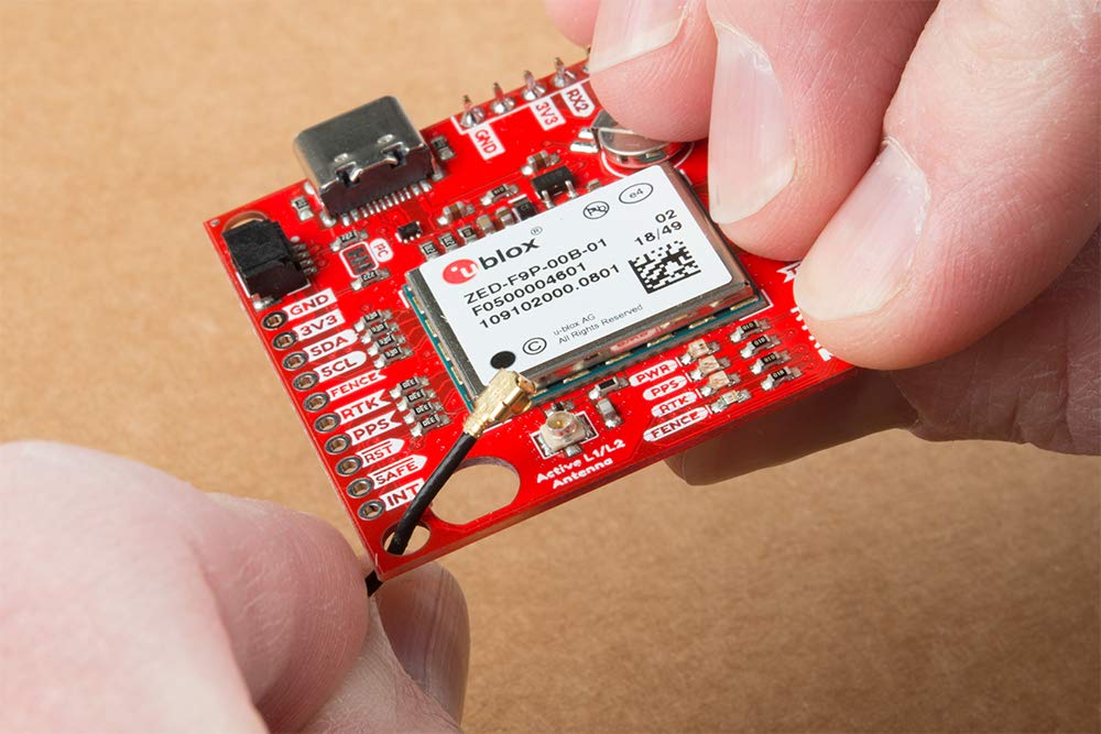 SparkFun GPS-RTK-SMA Breakout-ZED-F9P (Qwiic)-Concurrent reception of GPS GLONASS Galileo BeiDou High precision GPS 10mm 3 dimensional accuracy Receives L1C/A & L2C bands Voltage:5V or 3.3V Logic:3.3V
